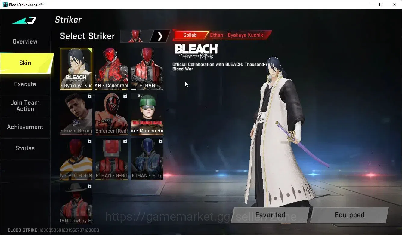 Blood Strike Accounts Collab Skin ASIA|1 BLEACH: Byakuya Kuchiki|1 ULTRA Striker: ZERO Bloodstained|2 LEGENDARY Strikers|1 3