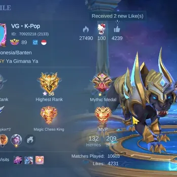 Mobile Legends: Bang Bang Accounts Collector Hero 132|Skin 209|KoF Karina,LBorn Tigreal,Zodiac