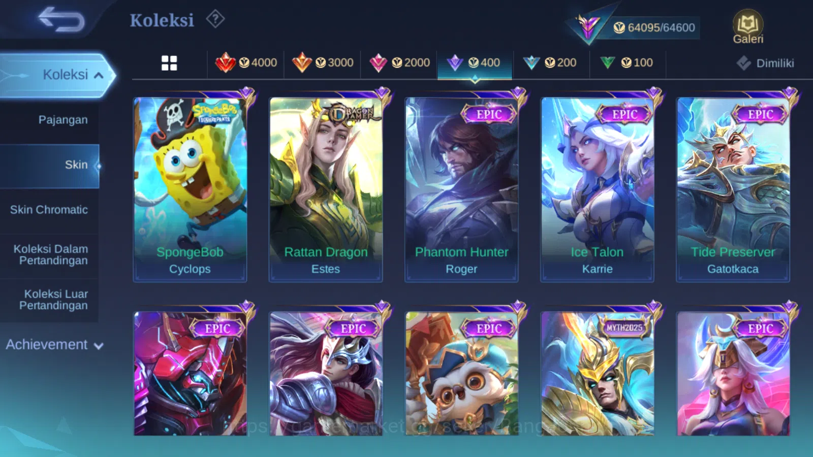 Mobile Legends: Bang Bang Accounts Others Hero 131 | skin 283 | kof karina | star annual kagura | cc natalia epic nana | 9th 10