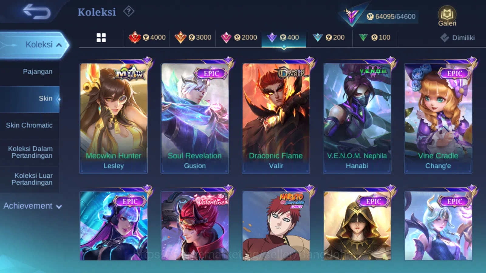 Mobile Legends: Bang Bang Accounts Others Hero 131 | skin 283 | kof karina | star annual kagura | cc natalia epic nana | 9th 11