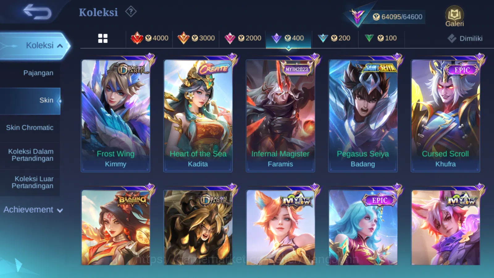 Mobile Legends: Bang Bang Accounts Others Hero 131 | skin 283 | kof karina | star annual kagura | cc natalia epic nana | 9th 12