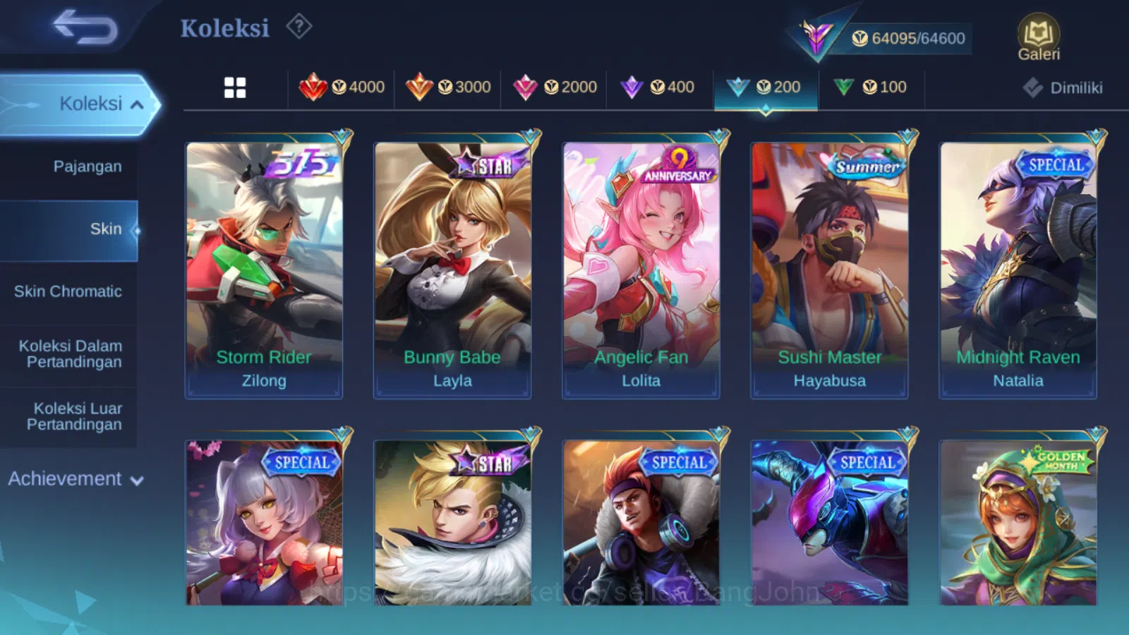 Mobile Legends: Bang Bang Accounts Others Hero 131 | skin 283 | kof karina | star annual kagura | cc natalia epic nana | 9th 14