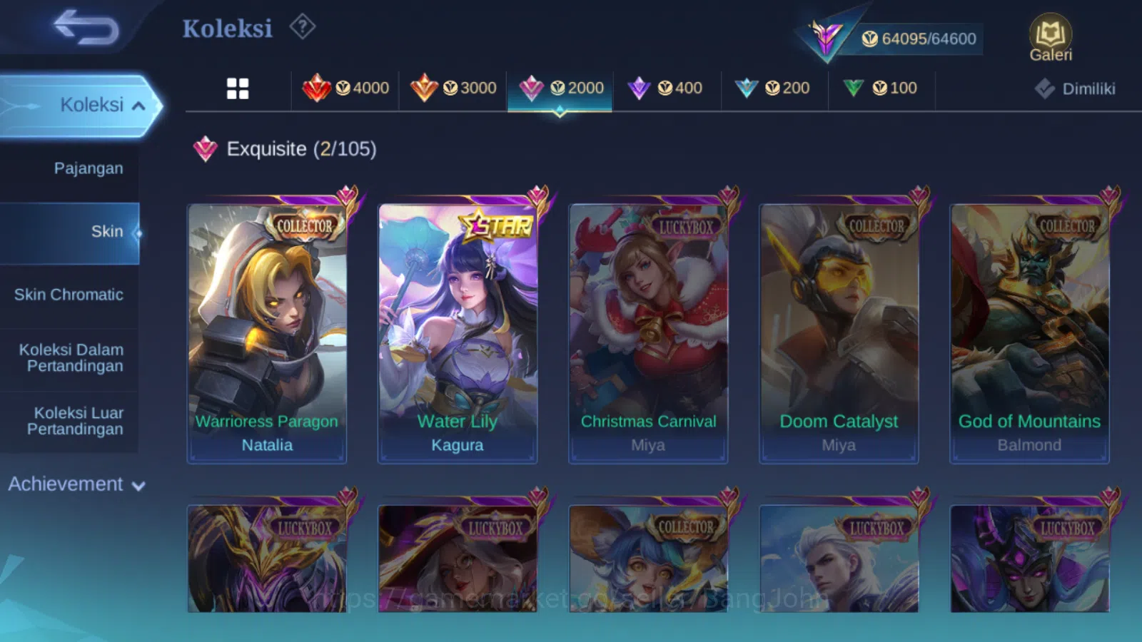 Mobile Legends: Bang Bang Accounts Others Hero 131 | skin 283 | kof karina | star annual kagura | cc natalia epic nana | 9th 8