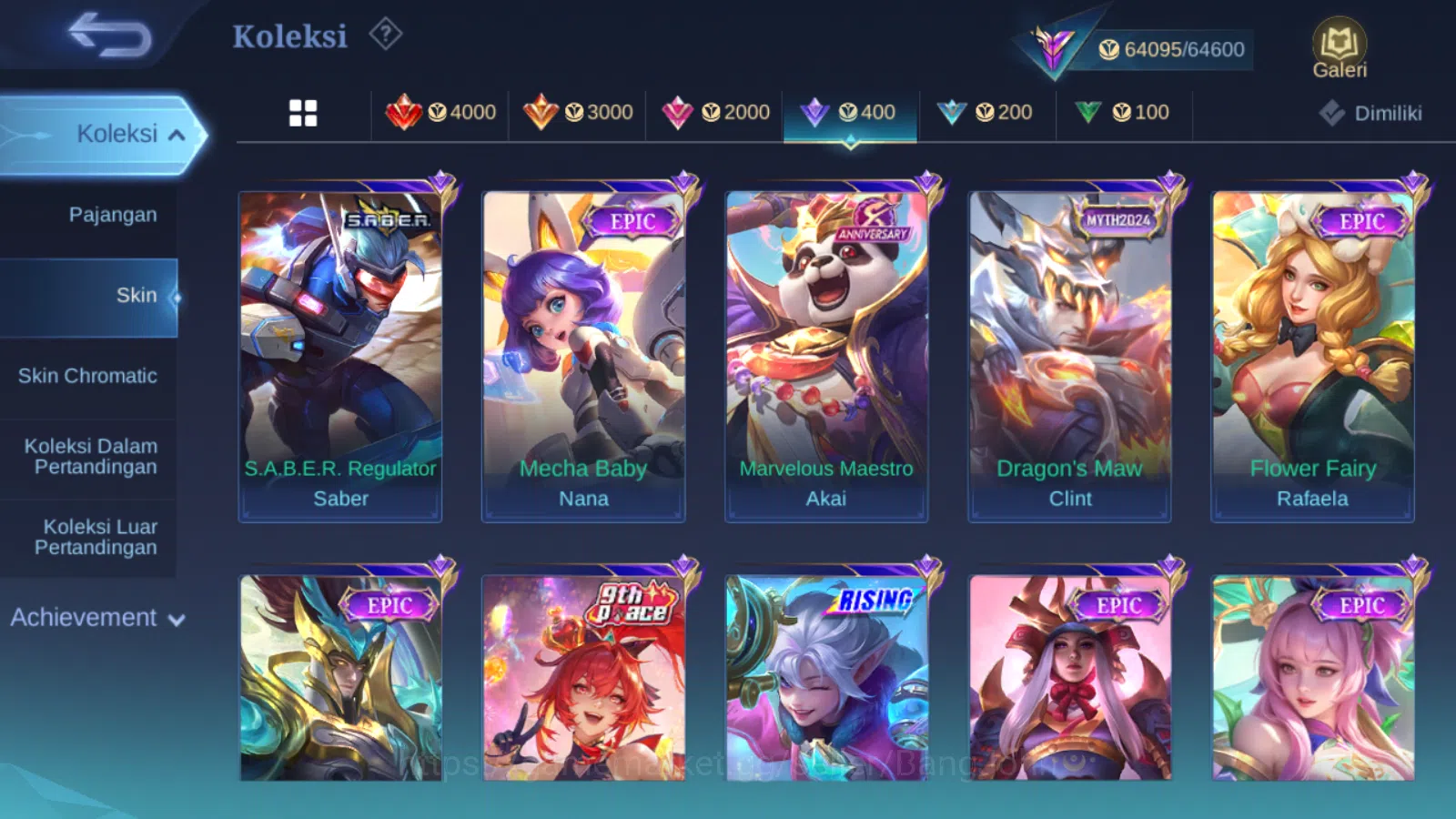 Mobile Legends: Bang Bang Accounts Others Hero 131 | skin 283 | kof karina | star annual kagura | cc natalia epic nana | 9th 9