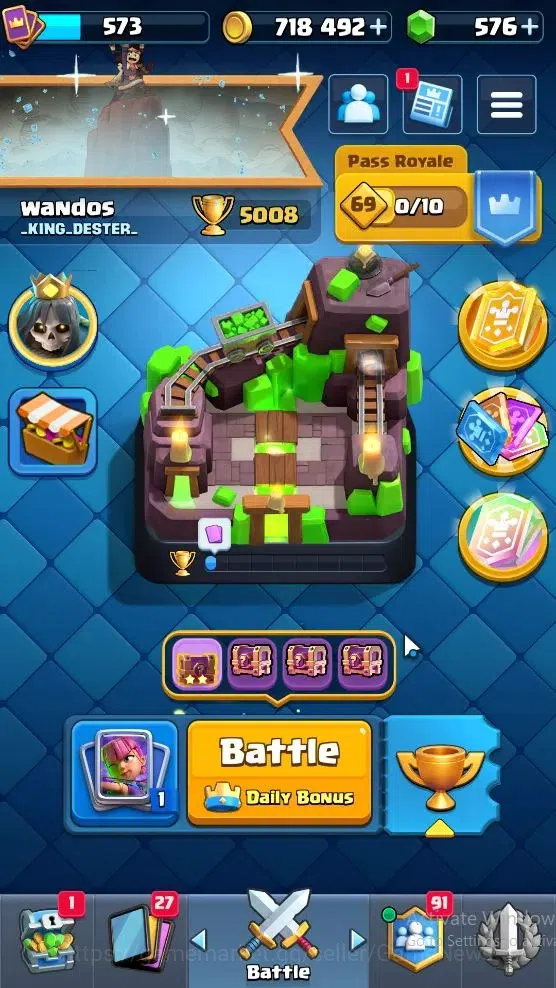 Clash Royale Accounts Lv 573|KTL 10|Trophy 5008|Card 93|Limited Skin|1 H image 1
