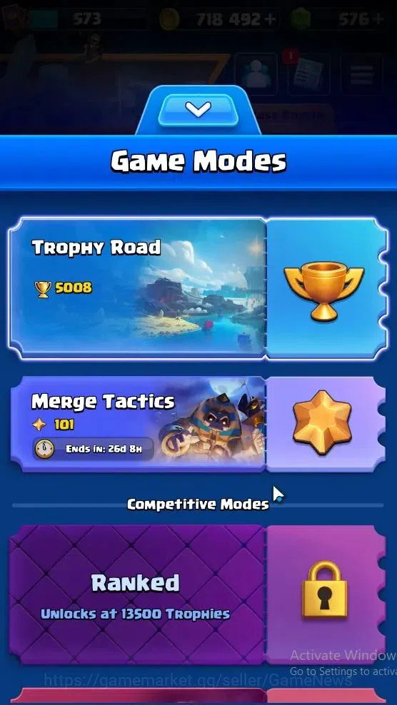Clash Royale Accounts Lv 573|KTL 10|Trophy 5008|Card 93|Limited Skin|1 H image 2
