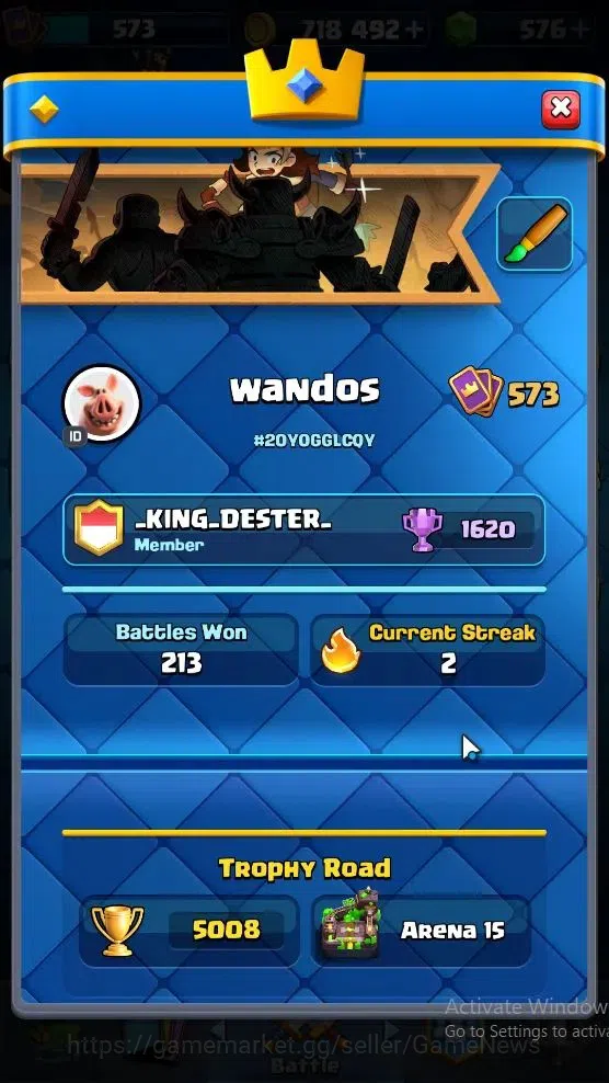 Clash Royale Accounts Lv 573|KTL 10|Trophy 5008|Card 93|Limited Skin|1 H image 3