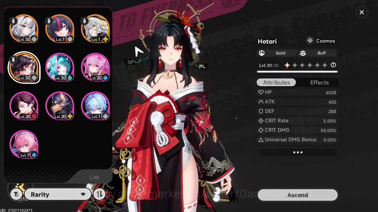 Neverness to Everness Accounts GLOBAL SEA|HL 15|TL 7|4 S-Class 2 Limited (Shinku,Hotori)|2 S-Class Selector|FeMale 1