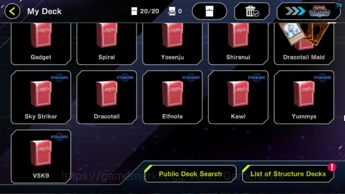 Yu-Gi-Oh! Master Duel Accounts Android|Lv 18|20 Deck|VSK9,SkyStriker,Dracotail,El image 7