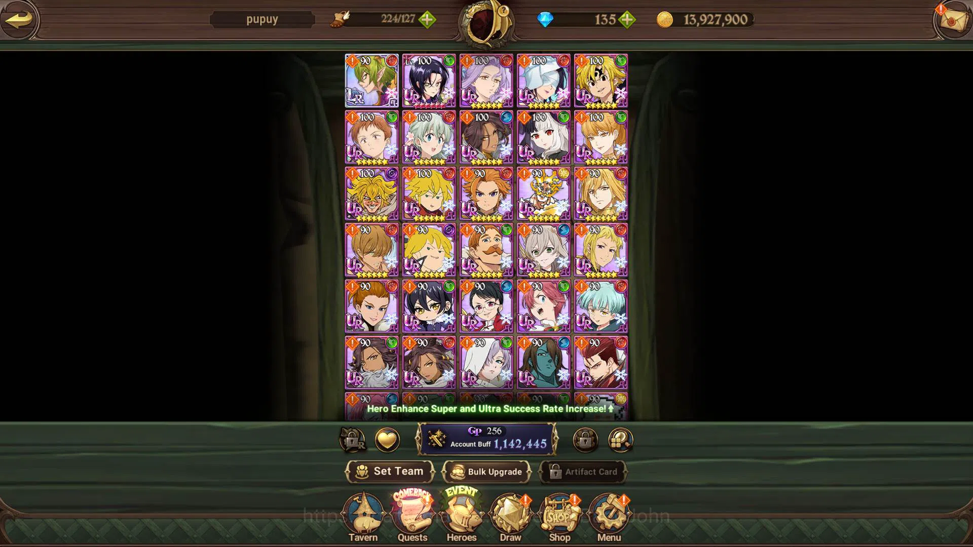 The Seven Deadly Sins: Grand Cross Accounts Others GLOBAL|1.1m CC|1LR Helbram|collab Cocytus|UR 7