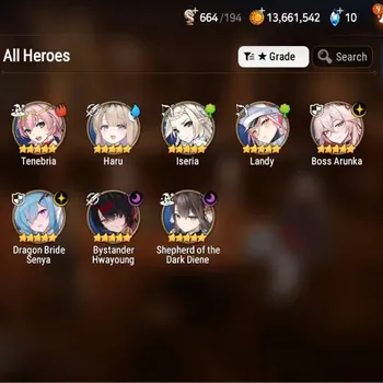 Epic Seven Accounts Starter Global Unverif|Fresh Starter|4 ML(Borunka,DBSenya,B.Hwayoung,SDiene)+Haru,Etc.|PoH+Bless ON|Eps