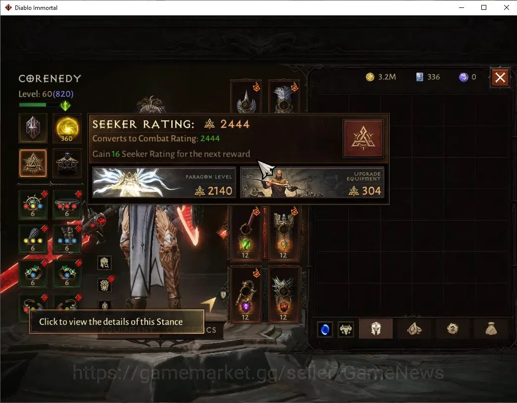 Diablo Immortal Accounts High-End NA - High heaven|CS ON|Lv60(820)|Crusader|43K CR|Reso 360|Paragon Vanquisher|Inferno IV|3 5