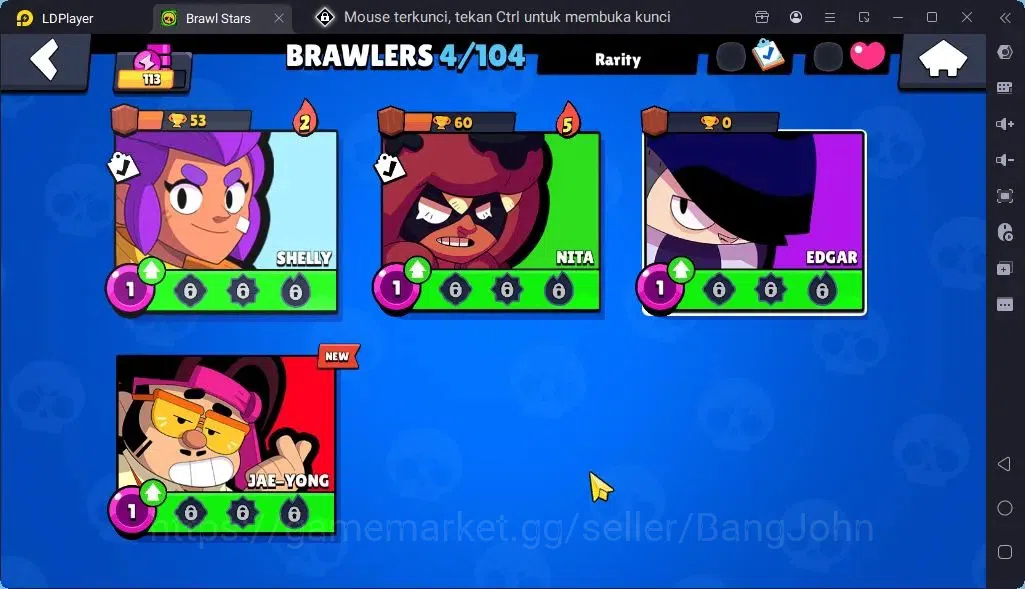 Brawl Stars Accounts Global |Trophy 113|4 Brawler|Skins 2 Mythic,1Epic| Bling11672 |Protect Off|Check SS BRS298B 6