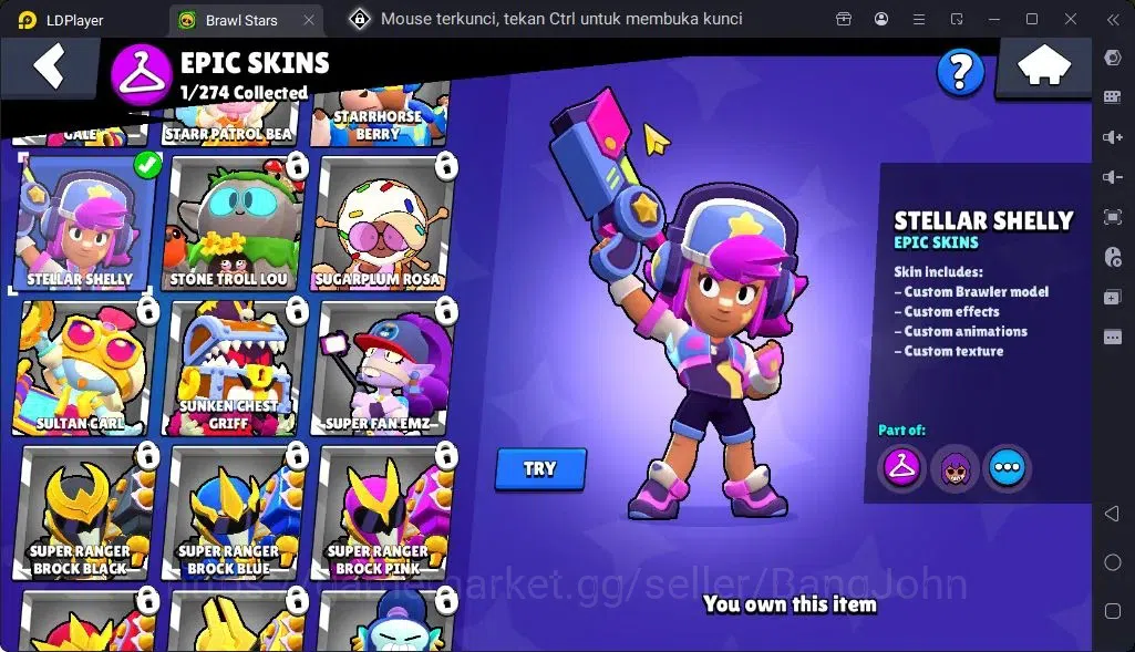 Brawl Stars Accounts Global |Trophy 113|4 Brawler|Skins 2 Mythic,1Epic| Bling11672 |Protect Off|Check SS BRS298B 7