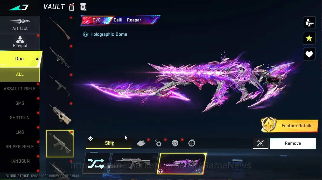 Blood Strike Accounts Collab Skin Asia|Evo Galil-Reaper+Eternal KAG-6,Uzi-Starchaser Lv5+Ultra Melee Dualblades,Shuriken|14 1