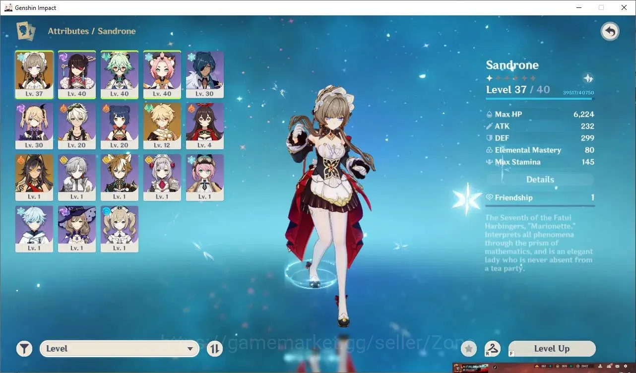 Genshin Impact Accounts Reroll Asia|AR 20|WL1|1 Limited 5*Char (Sandrone)|Sucrose,Beidou,Kaeya,Amber|Mondstadt Low 1
