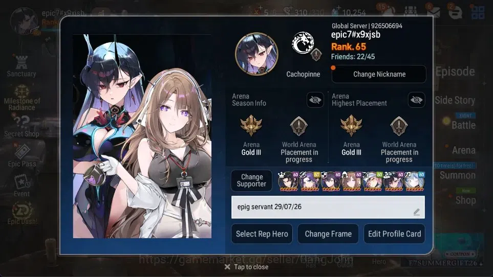 Epic Seven Accounts High-End Global Unverif | 6 ML (TR Elvira,SN Yulha,EIlynav,AVildred,Etc.)| SS 10.2K | Stigma 65.1K | Log 1