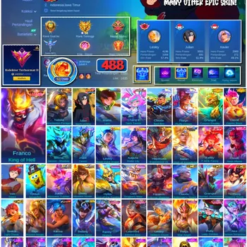 Mobile Legends: Bang Bang Accounts #4402 488 Skins | Franco King of Hell (LEGEND) | Karina Leona (KOF) | Julian Itachi
