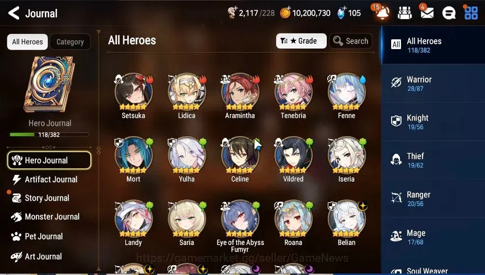 Epic Seven Accounts High-End GLOBAL UnVerif|5 ML(Straze,Belian,FLidica,DJ Basar,BW Iseria)+Aby 5