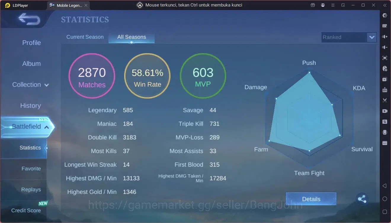 Mobile Legends: Bang Bang Accounts Global|Hero 92|Skin 156|Expert|Sanrio Floryn|CC Na image 3