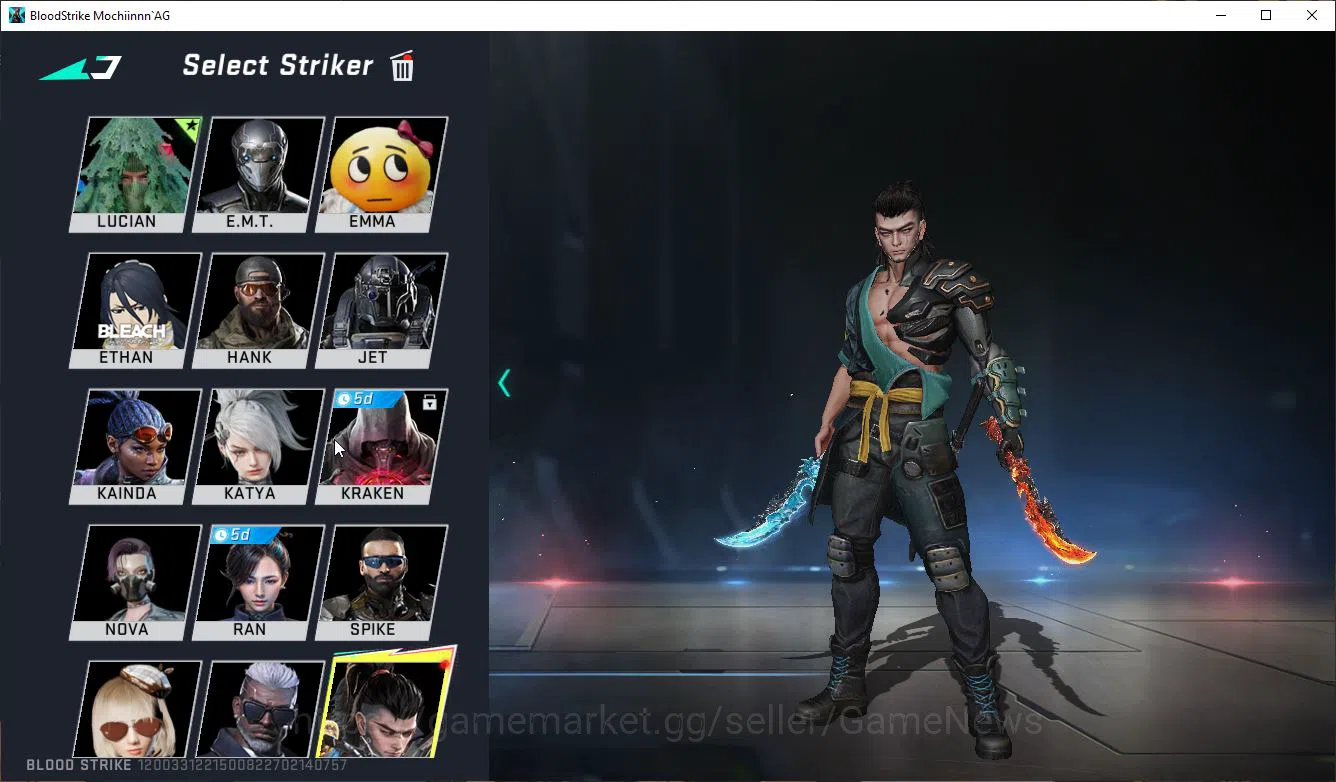 Blood Strike Accounts Mid-Tier ASIA|1 ETERNAL M700-Retribution|1 Melee Dual Blades|8 UL[Ethan,Lucian,VAL,Etc]|Collab Bleach 7