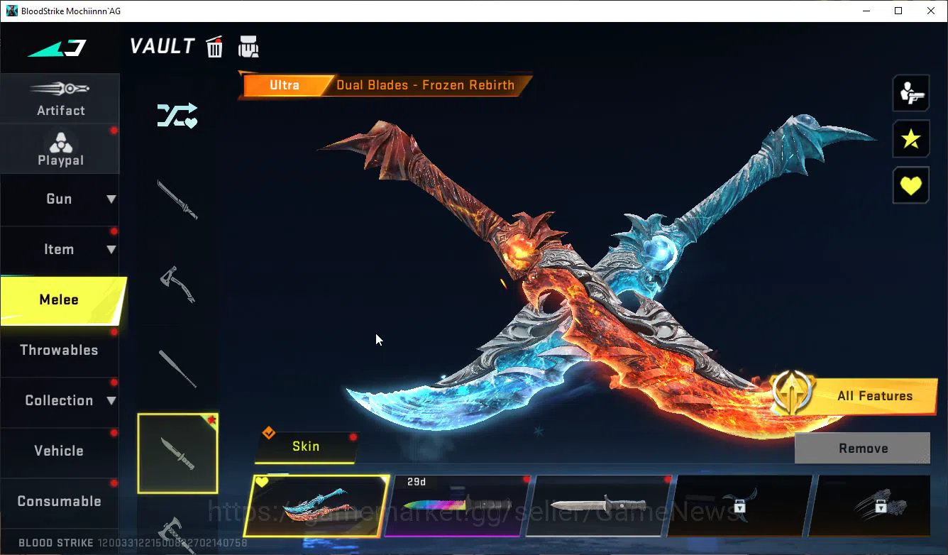Blood Strike Accounts Mid-Tier ASIA|1 ETERNAL M700-Retribution|1 Melee Dual Blades|8 UL[Ethan,Lucian,VAL,Etc]|Collab Bleach 8
