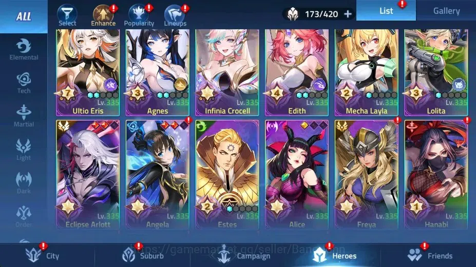 Mobile Legends: Adventure Accounts Global |LV 125|66020k Power |VIP 9|Camp 59-39|Hero 173|3 UR[Alina,Crocell,Rista]|16 4