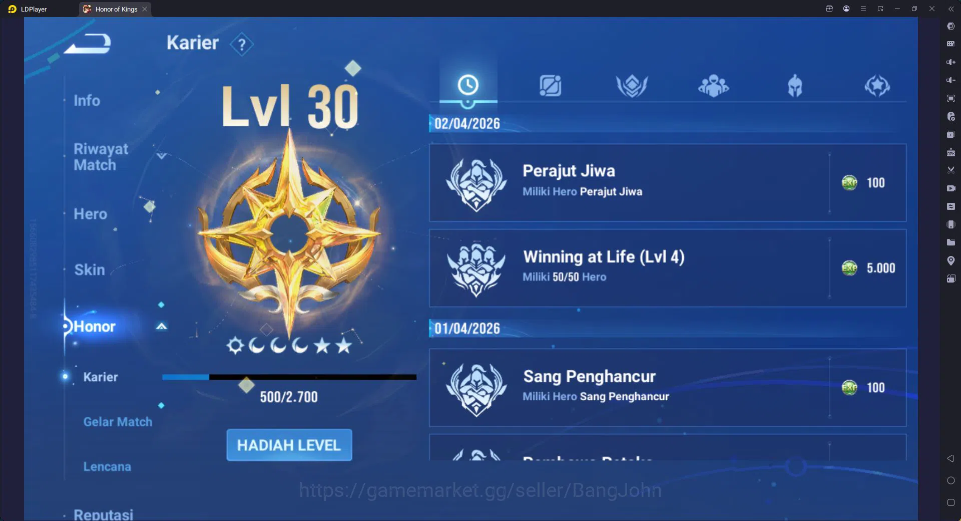 Honor of Kings Accounts Rare Skin GLOBAL|HERO 50,SKIN 49,Legend Consurt,Legend LadySun,Good Acc,many skin Event/Limited cek 6