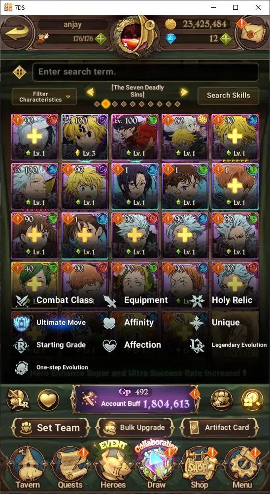 The Seven Deadly Sins: Grand Cross Accounts Endgame Global|1,8 M CC | UR: Meliodas Lv100, Elizabeth Lv100, Diane Lv100 18