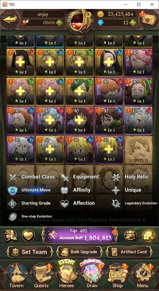 The Seven Deadly Sins: Grand Cross Accounts Endgame Global|1,8 M CC | UR: Meliodas Lv100, Elizabeth Lv100, Diane Lv100 19