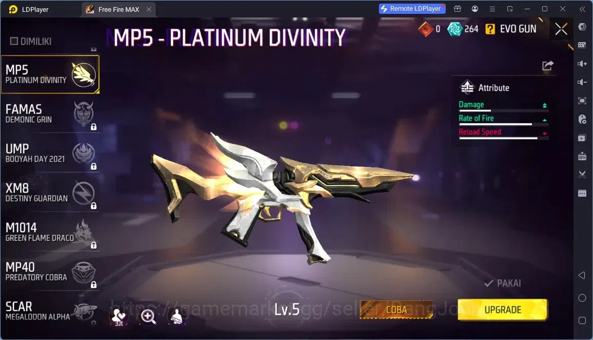 Free Fire Accounts Indonesia | 2 EVO (MP5 Lv5, Woodpecker Lv4)| 2 M188:Terrano Burst, Mamba Gnaw| Electrify Bunny Backpack 5