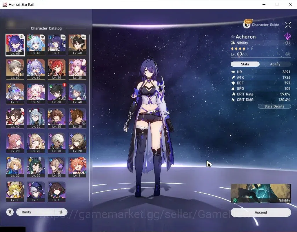 Honkai Star Rail Accounts Asia|TL 60|5 Limited|CerydraE2+Sign,Acheron,Silver image 4