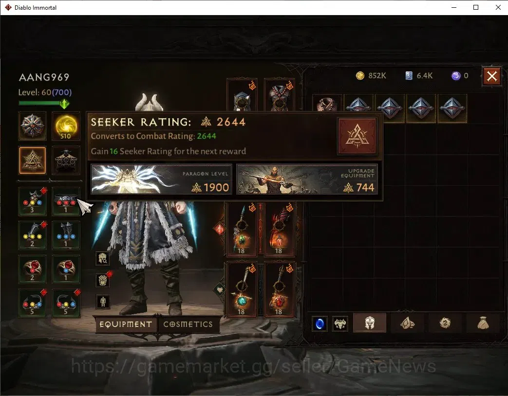 Diablo Immortal Accounts SEA-Izual|CS ON|Lv60(700)|Monk|CR 41k|Reso 510|Par image 5