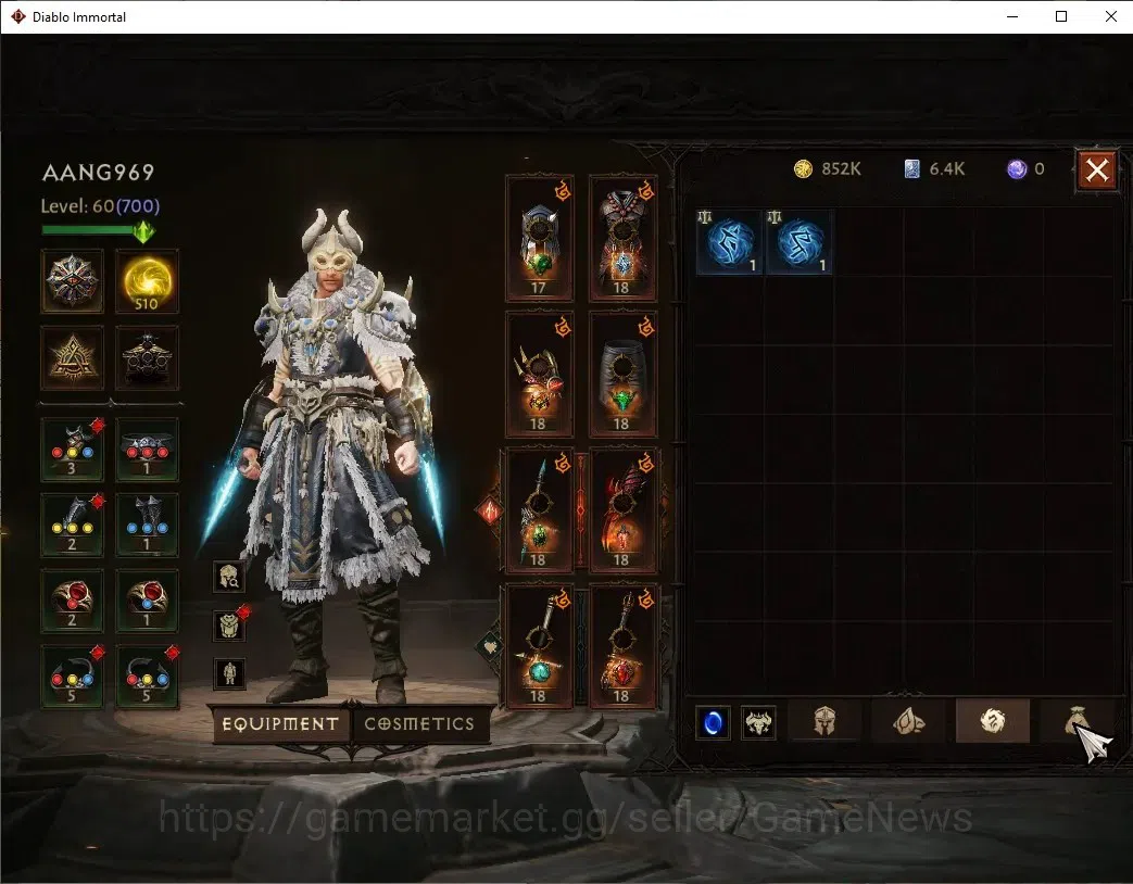 Diablo Immortal Accounts SEA-Izual|CS ON|Lv60(700)|Monk|CR 41k|Reso 510|Par image 7