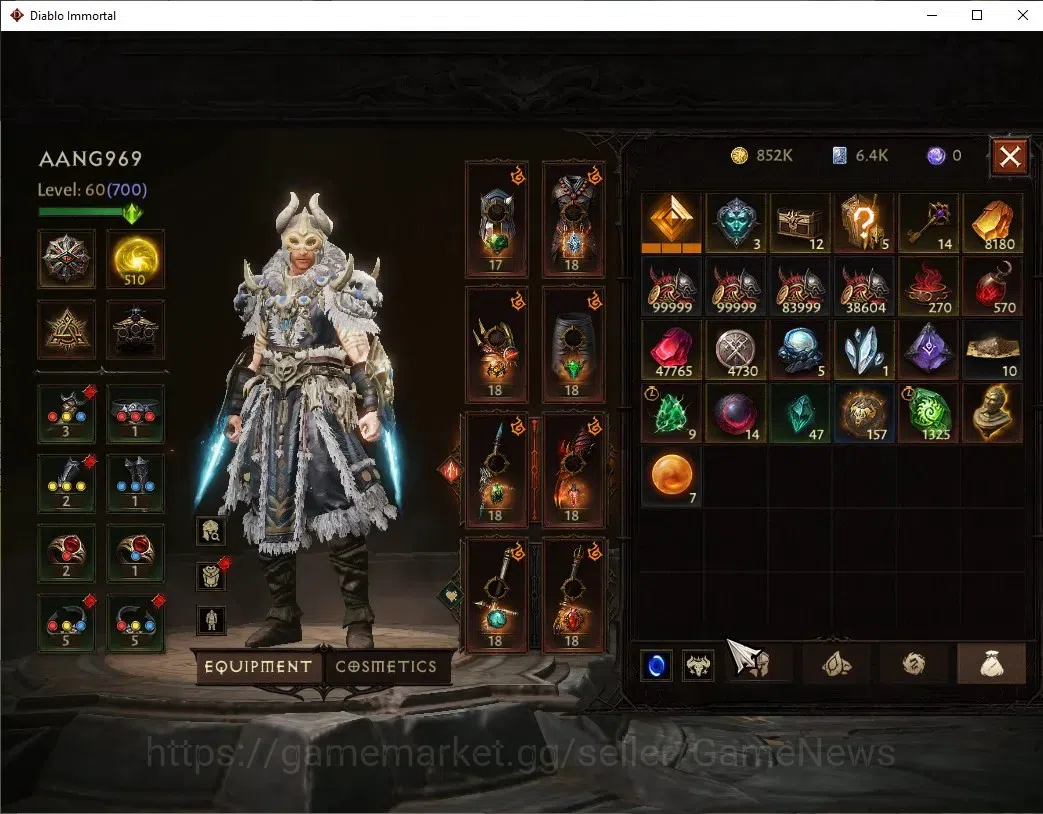 Diablo Immortal Accounts SEA-Izual|CS ON|Lv60(700)|Monk|CR 41k|Reso 510|Par image 8