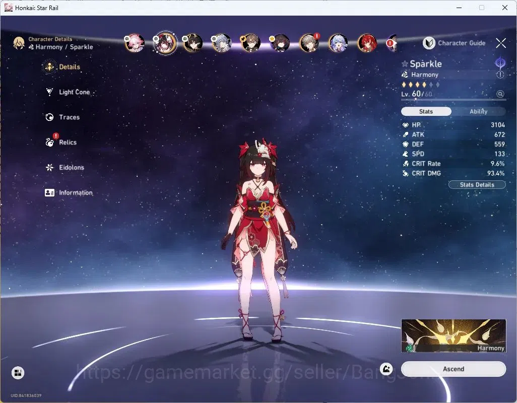 Honkai Star Rail Accounts Asia | TL53|8 Lim: Evanescia Lv70, Sparkle Lv60, D image 4