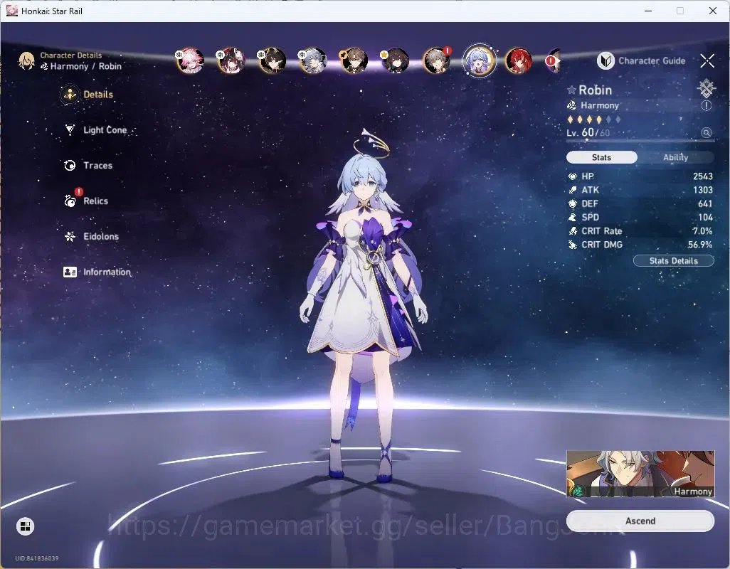 Honkai Star Rail Accounts Asia | TL53|8 Lim: Evanescia Lv70, Sparkle Lv60, D image 8