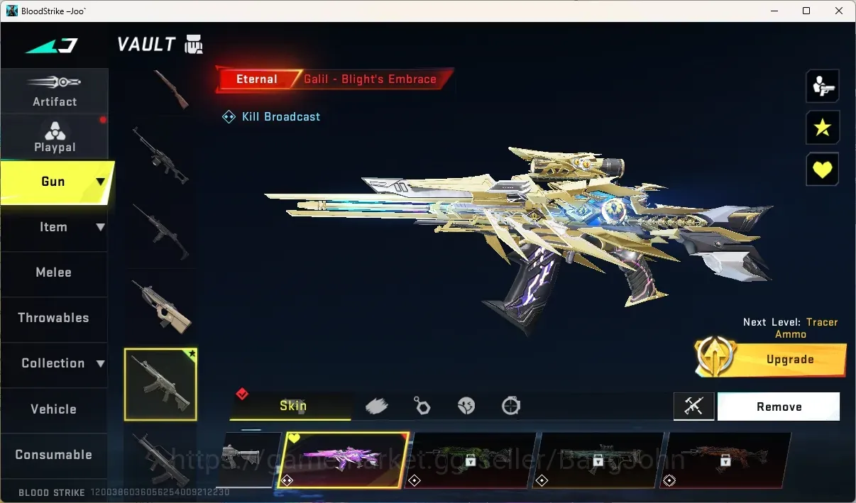 Blood Strike Accounts Others ASIA | 3 Eternal Guns: Galil,Spear,MP7|Ultra Melee: Selachian|1 AOT Gun|3 Ultra Guns|2 Ultra 1