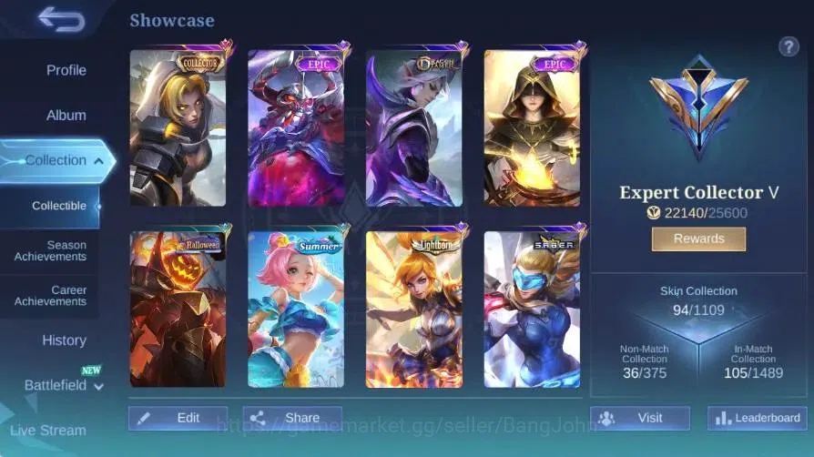 Mobile Legends: Bang Bang Accounts Global|Skin 94|Expert|Collector Natalia|Lightbron  image 12