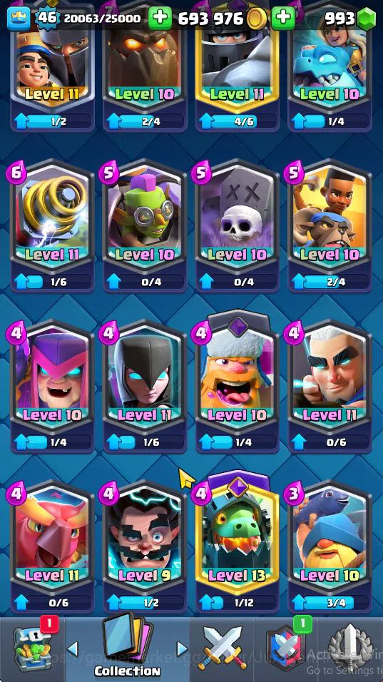 Clash Royale Accounts Midgame Lvl 46|Trophy 9590|KTL 14|Limited Skin|Card 118| 1 Hero 9 EVO 5 Champ 21 Legendary 33 Epic,30 5