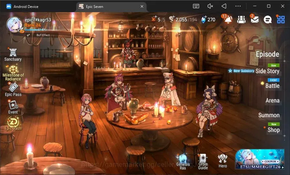 Epic Seven Accounts Starter Global Unverif |Starter|3 ML (TR Elvira,L Cernia,LQ Charlotte)|PoH ON|SS 2.0K|Stigma 6.2K |Log 1