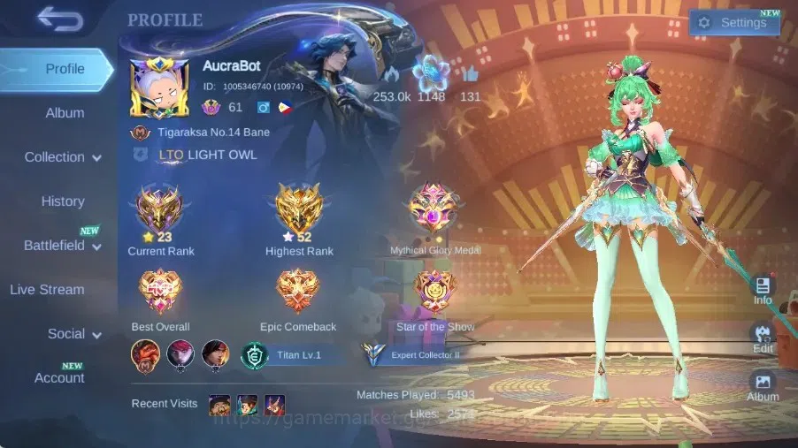 Mobile Legends: Bang Bang Accounts Collector Global|Skin 181|Expert|Collector Natalia,PACE Fanny,DragonT 1