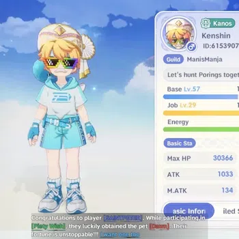 Ragnarok: The New World Accounts Sv Glast Heim |Verif|Lvl 57 Kanos|Atk 1033, Def 345,Etc|2 SSR Pet (Alice, Skoll)|Star