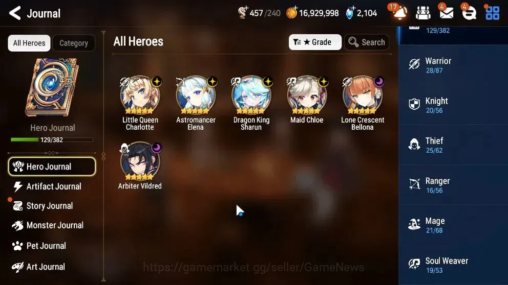 Epic Seven Accounts Limited Hero GLOBAL UnVerif|New Era|6 ML(LC Belona,Arbiter Vildred,DK Sharun,etc)+Ab 6