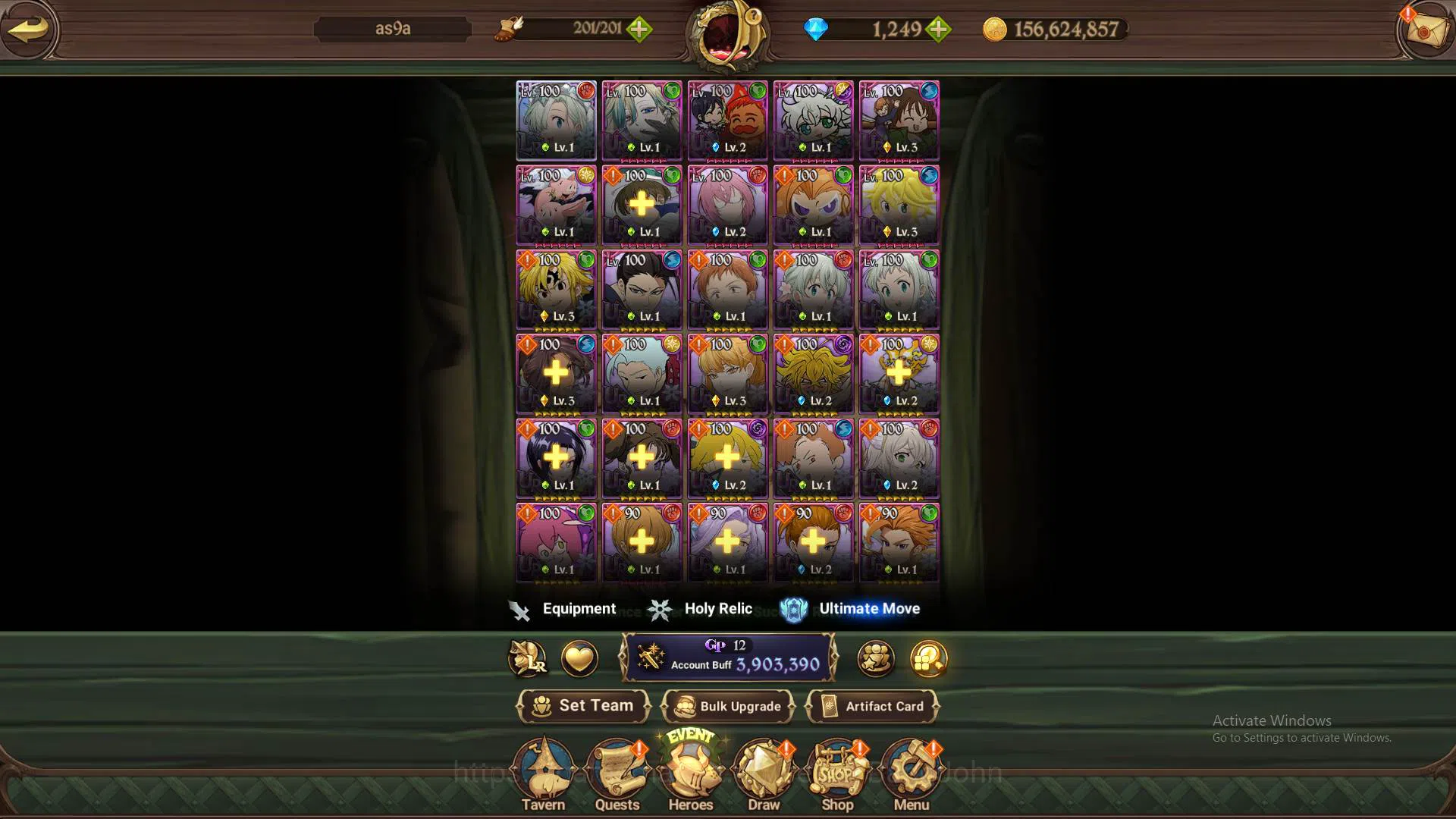 The Seven Deadly Sins: Grand Cross Accounts Others ASIA|3.9m CC|1249DM-55LS|1LR Elizabeth|UR 11