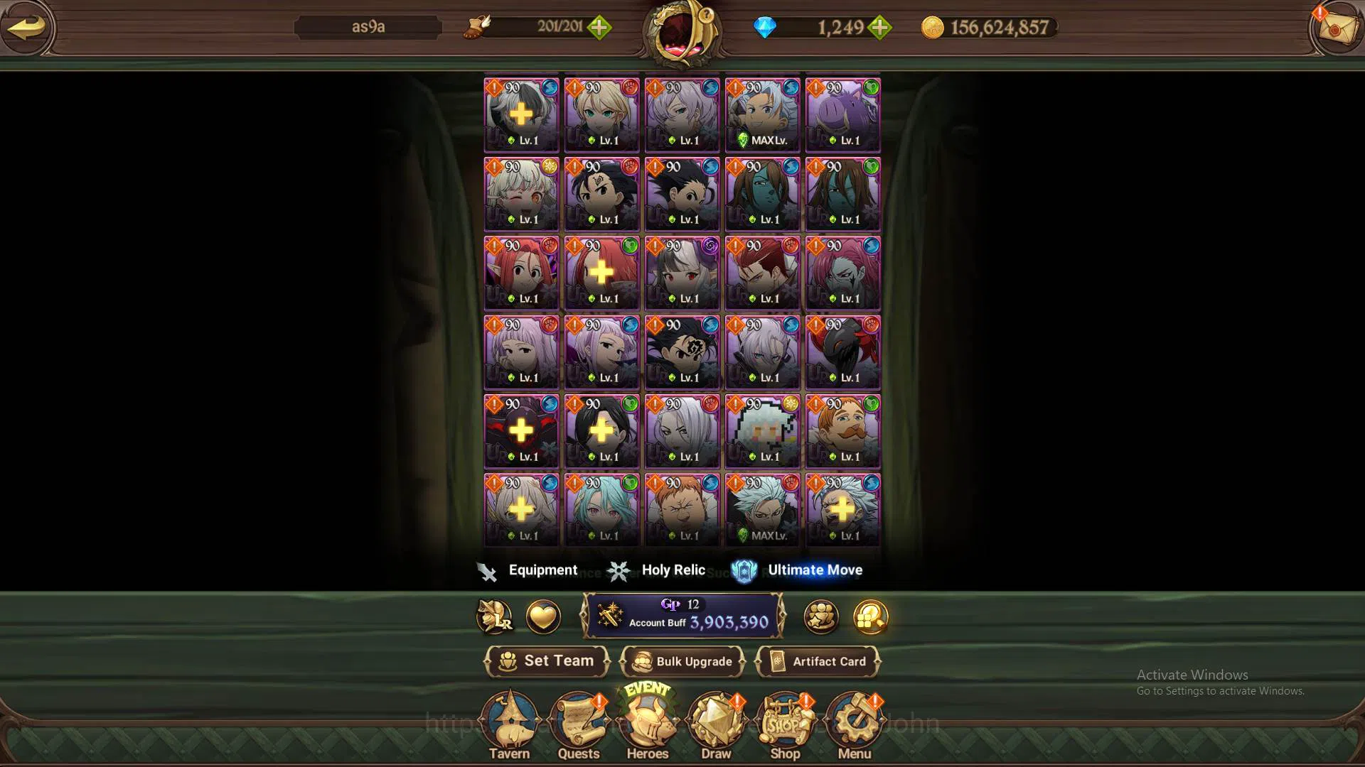 The Seven Deadly Sins: Grand Cross Accounts Others ASIA|3.9m CC|1249DM-55LS|1LR Elizabeth|UR 13