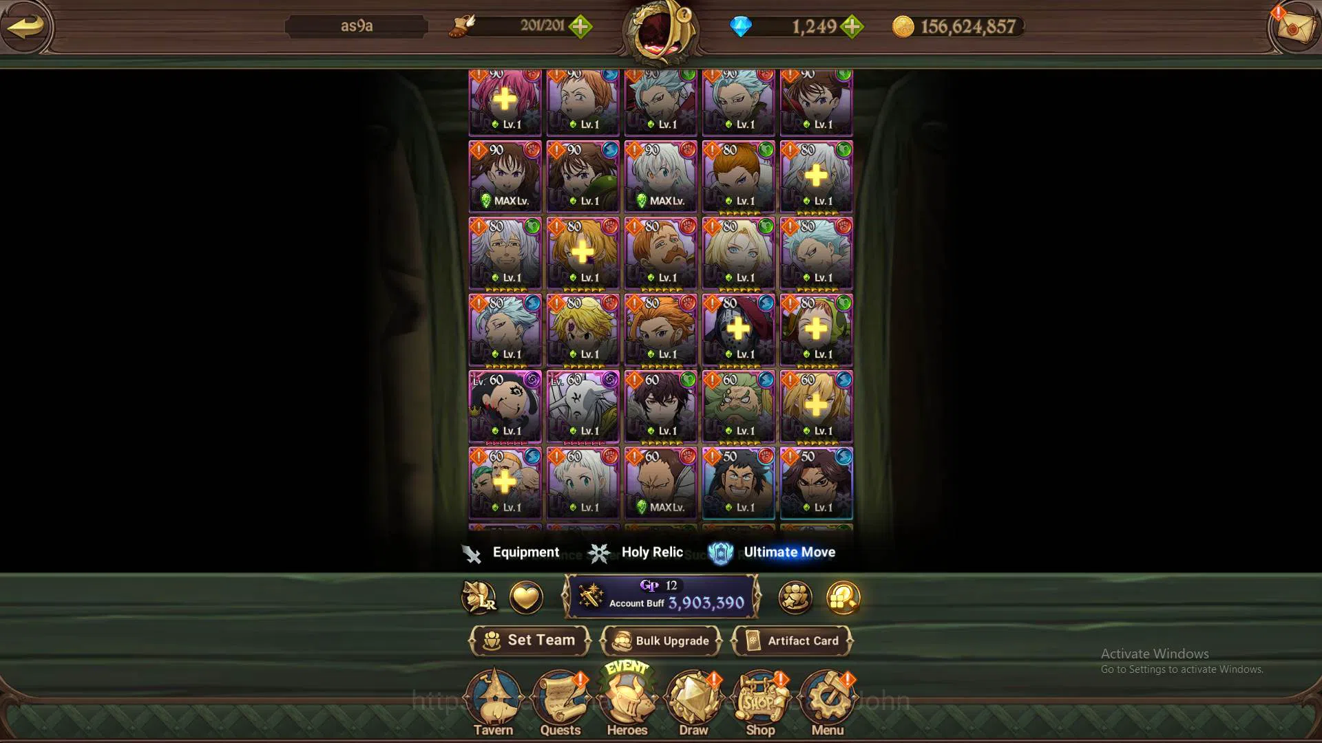 The Seven Deadly Sins: Grand Cross Accounts Others ASIA|3.9m CC|1249DM-55LS|1LR Elizabeth|UR 15