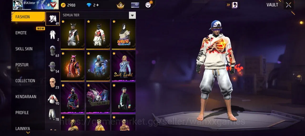 Free Fire Accounts Indonesia | AKUN LVL 53 SG MAMBAH VAULT 90 EMOTE 24 KATANA LOBY 2 TAS 33 SKYWING 2 WEAPON 119 | W541 2