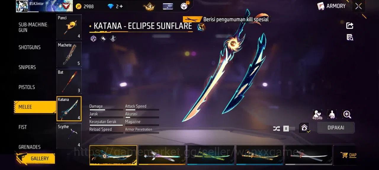 Free Fire Accounts Indonesia | AKUN LVL 53 SG MAMBAH VAULT 90 EMOTE 24 KATANA LOBY 2 TAS 33 SKYWING 2 WEAPON 119 | W541 6