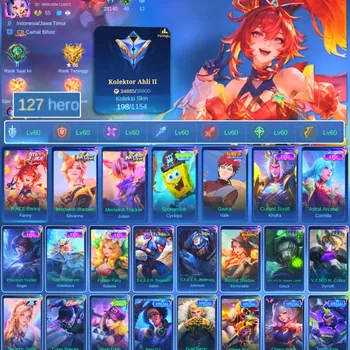 Mobile Legends: Bang Bang Accounts Others HERO 127 SKIN 198 | EMBLEM ALL MAX| PACE FANNY| CYPLOPS SPOBENGEBOB| EPIC KHUFRA